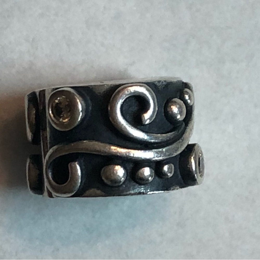 Authentic Pandora SterlingSilver Swirl and Clear CZ Clip Spacer